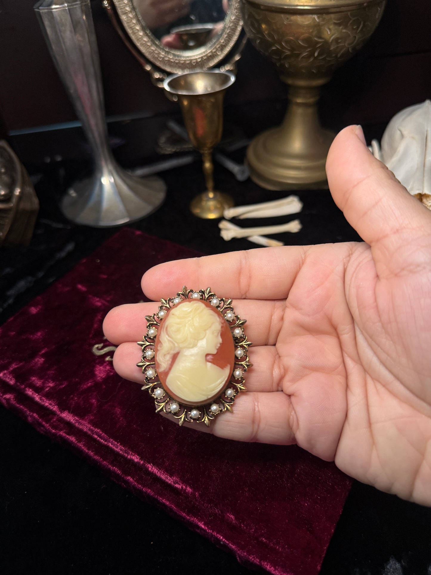 “The Lady” Ornate Cameo Brooch