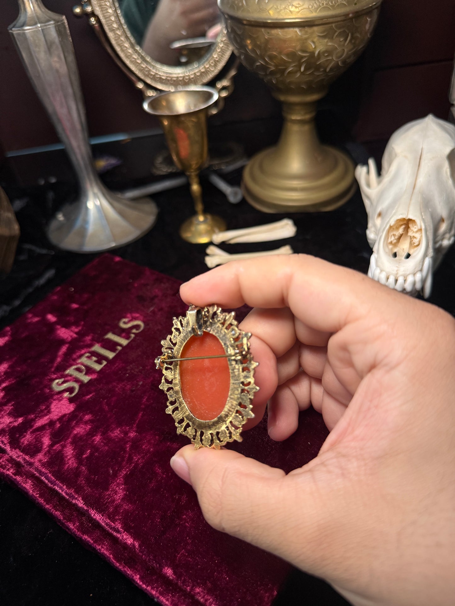 “The Lady” Ornate Cameo Brooch